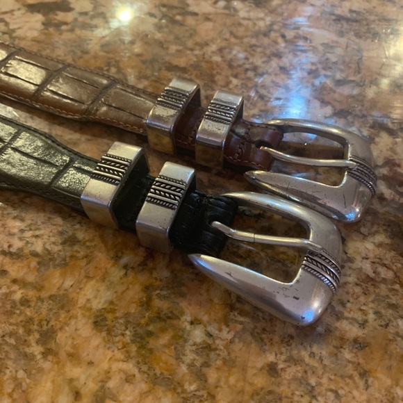 Other - Jos A Bank leather belts with silver hardware, one black and one brown.